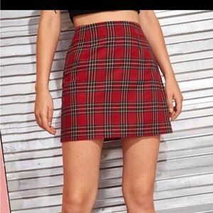 Red & Black Plaid Skirt